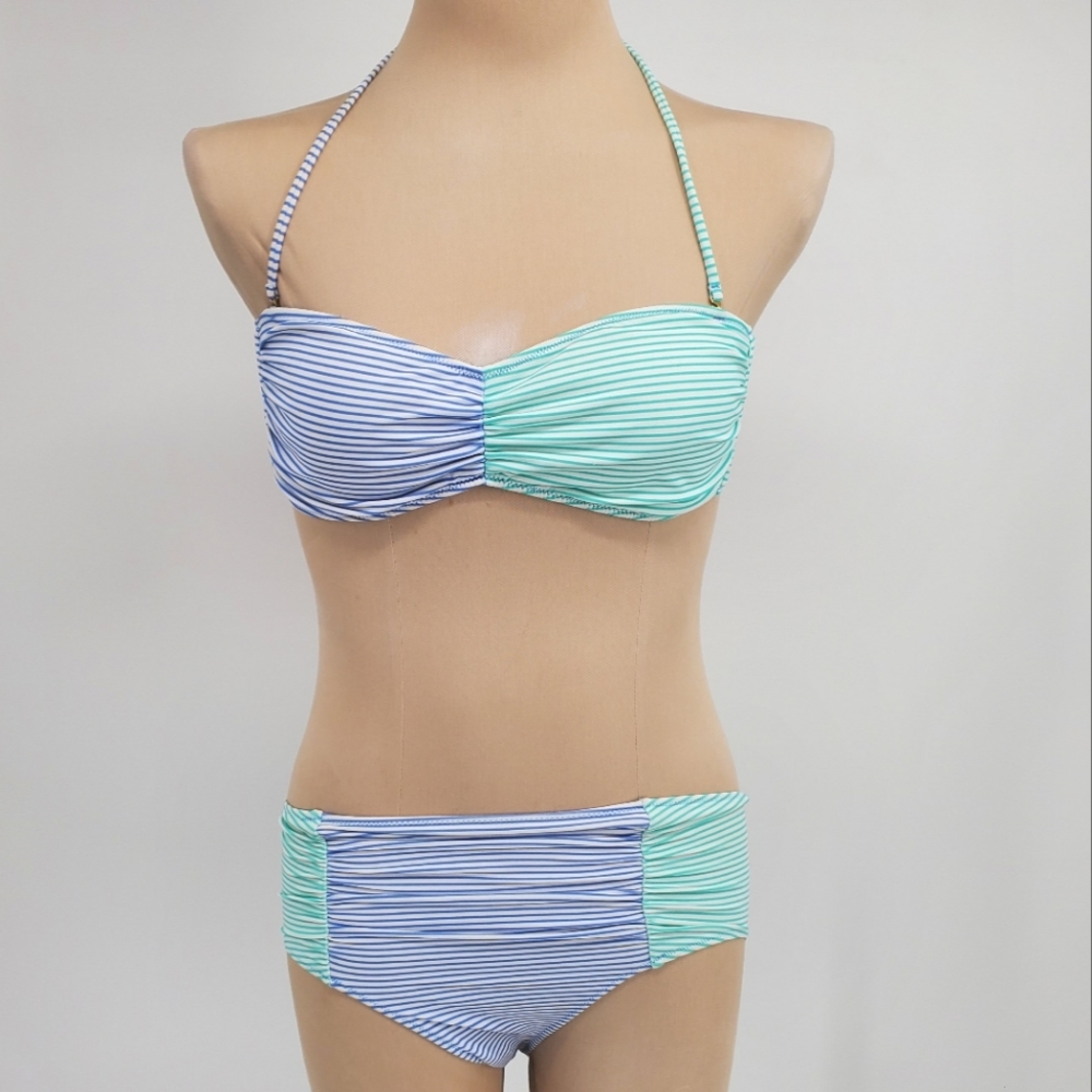 Victoria Secret Blue & White Striped Halter Bikini Set Sz. S